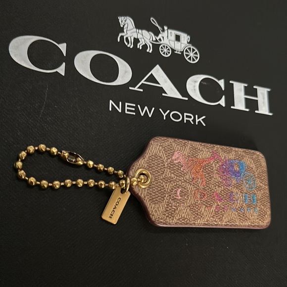 Coach Rexy Carriage Hangtag Signature Canvas Rainbow Glitter Hangtag Bag Charm - Picture 3 of 8